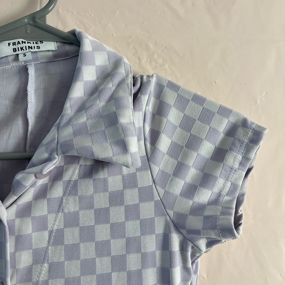 Frankie’s Bikinis romper in purple checkers - Picture 4 of 5